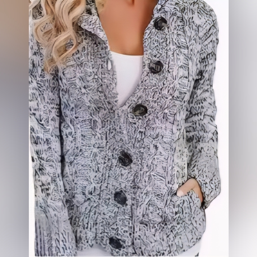 SHEIN Chunky Knit Button-Up Cardigan Woman's Size Large